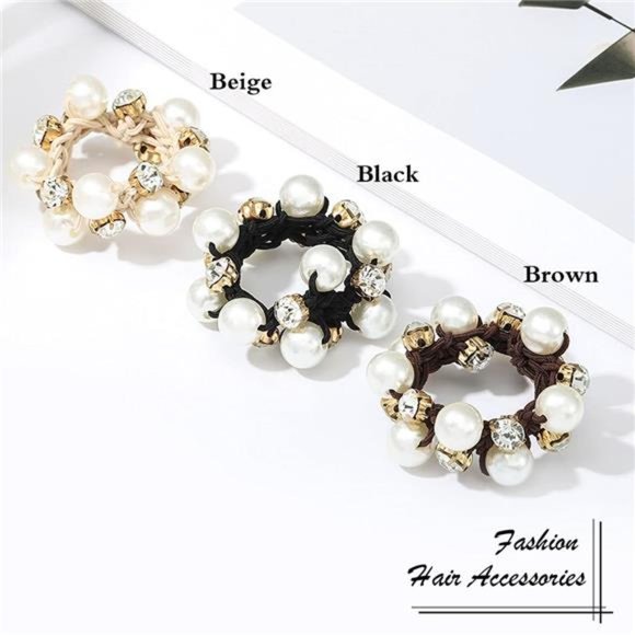 Pearl Hair Ties - Elegant Black Hair Accessories - Picture 3 of 5